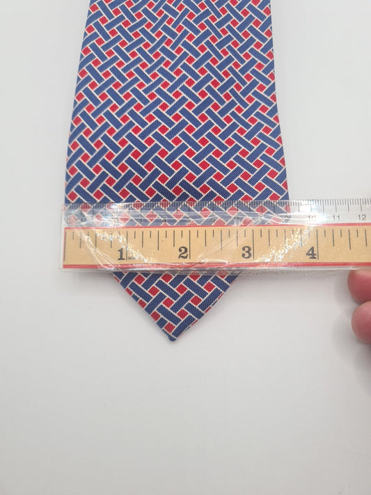 Vintage Aquascutum Red Blue Mens Silk Tie Classic Designer Necktie Formal Vintage Mens Tie UK BX9