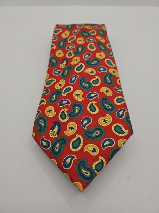 Gieves & Hawkes Red Paisley pattern Mens Silk Tie Wedding Formal Neck Tie BX17
