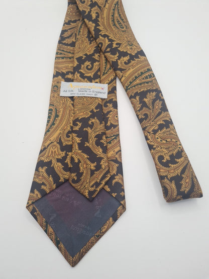 Vintage Aquascutum Gold Mens Silk Tie Classic Designer Necktie Formal Vintage Mens Tie UK BX9