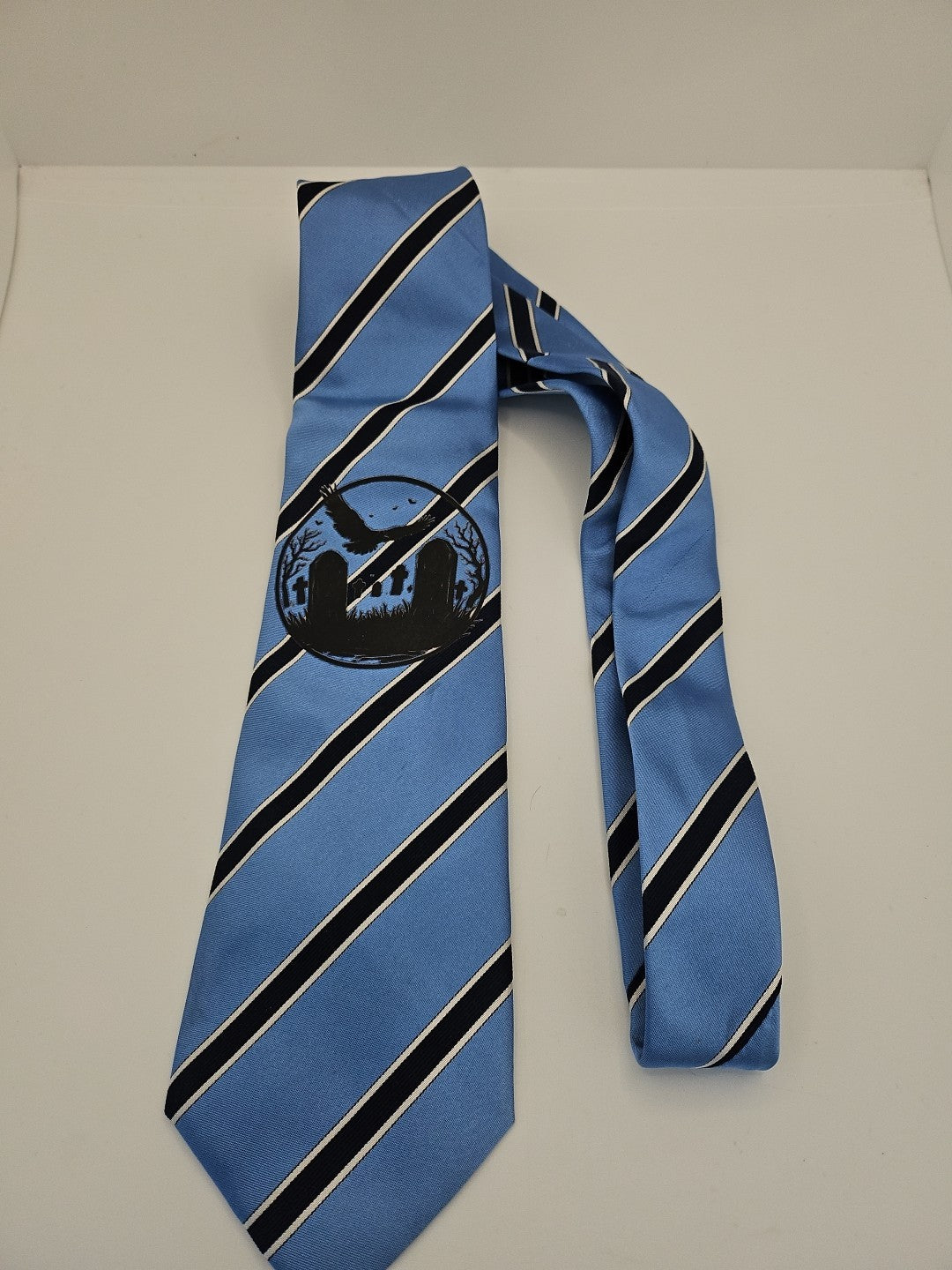 Crow Gothic Graphic Tie | Reworked Vintage Mens Tie UK | Statement Novelty BX13