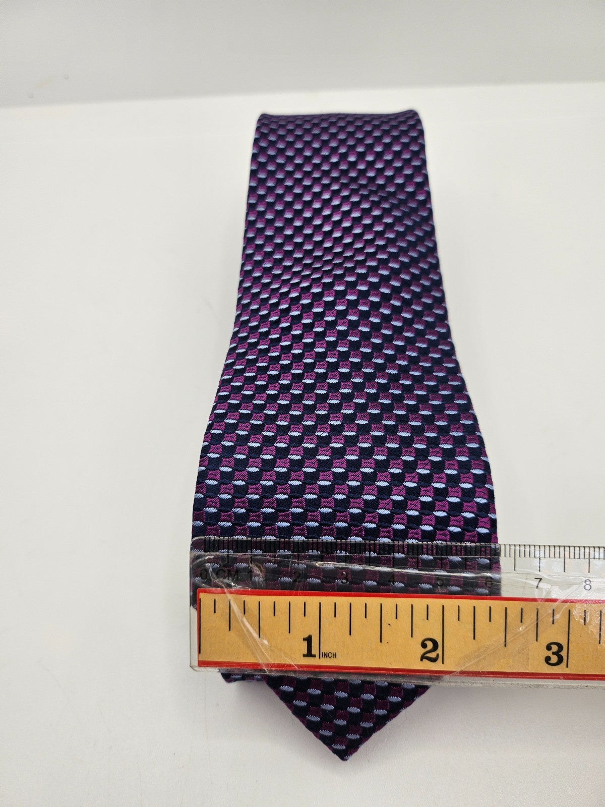 Charles Tyrwhitt Silk Tie Mens Purple Black Geometric Retro Vintage Necktie BX26