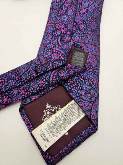 Marks & Spencer Silk Tie Mens Pink Blue Ornate Paisley Floral Retro Neck Tie BX2
