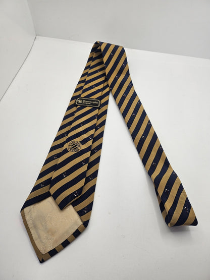 Ermenegildo Zegna Silk Tie Mens Blue Gold Striped Designer Wedding Neck Tie BX10