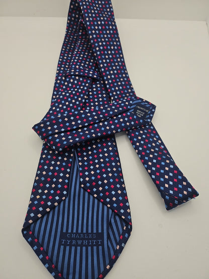 Charles Tyrwhitt Blue diamond Pattern Mens Silk Tie Wedding Formal Neck Tie BX15