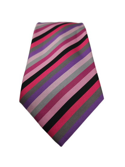 Charles Tyrwhitt Silk Tie Mens Multicoloured Diagonal Stripes Y2k Necktie BX13