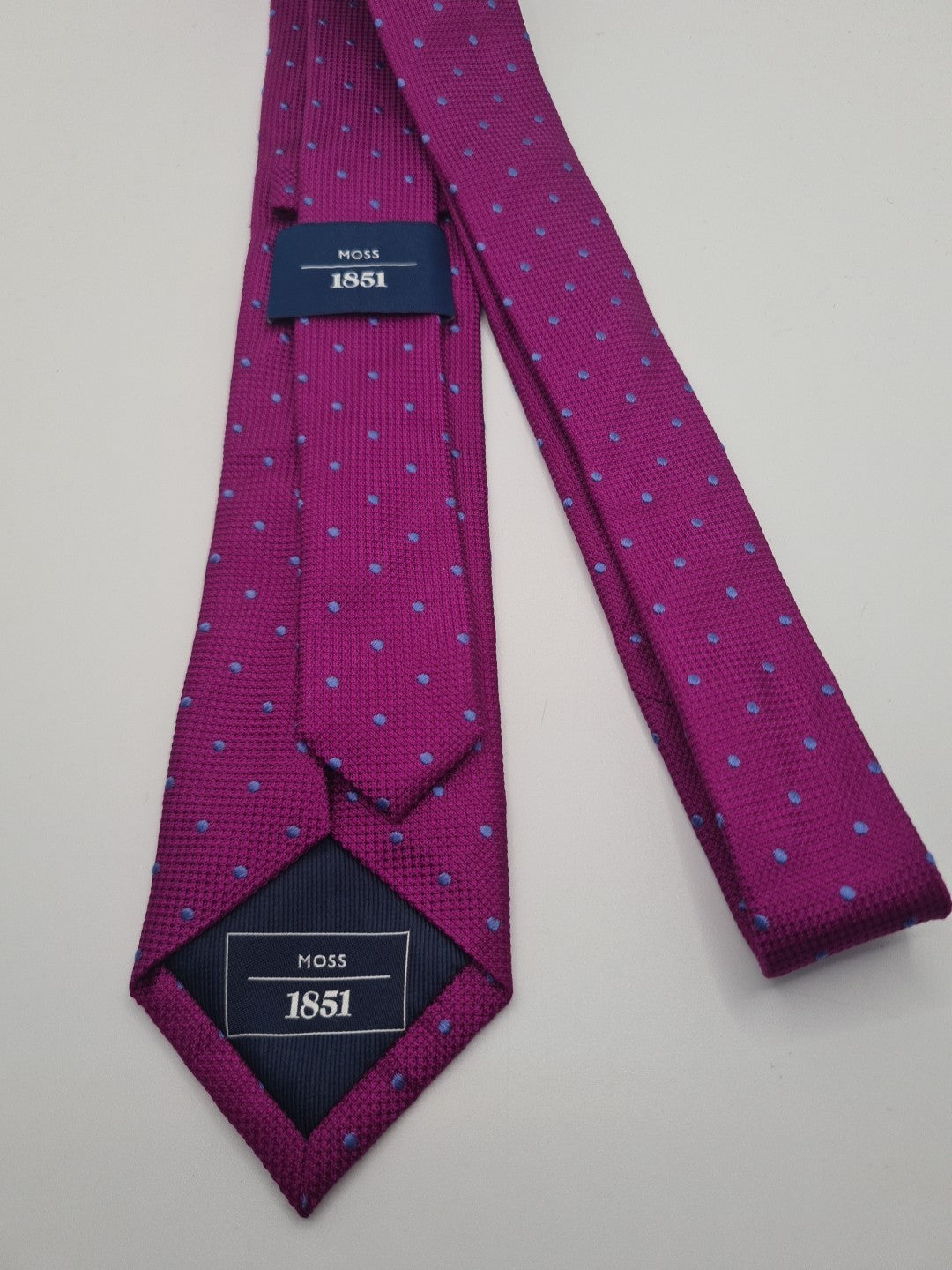 Moss 1851 Purple Spotty Mens Silk Tie Classic Designer Necktie Formal Spotted Vintage Mens Tie UK BX10