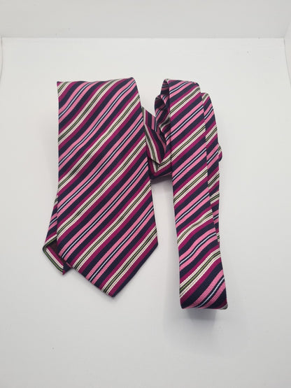 Chester Barrie Pink Stripe Mens Silk Tie Classic Designer Necktie Formal Striped Vintage Mens Tie UK BX10