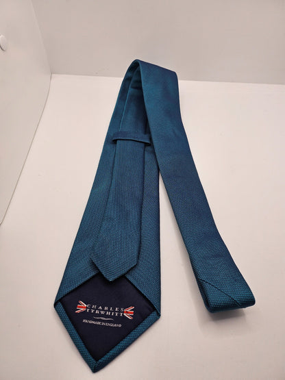 Charles Tyrwhitt Silk Tie Mens Teal Textured Designer Retro Wedding Necktie BX21