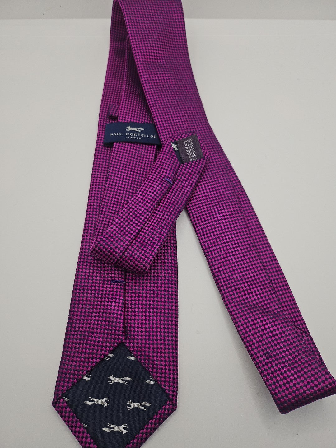 Paul Costelloe Purple Diamond Pattern Mens Silk Tie Wedding Formal Neck Tie BX16