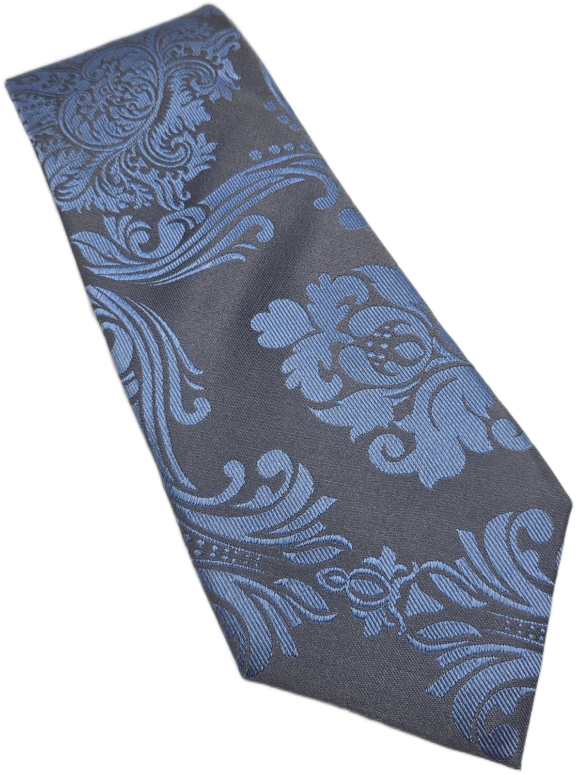Alexandre Savile Row Silk Tie Mens Blue Grey Floral Wedding Vintage Necktie BX18