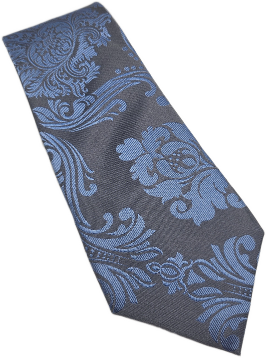 Alexandre Savile Row Silk Tie Mens Blue Grey Floral Wedding Vintage Necktie BX18