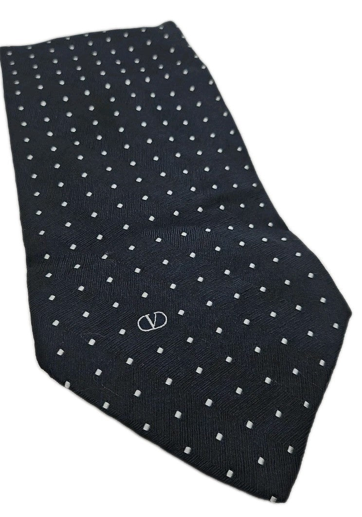 Valentino Black Diamond Pattern Mens Silk Tie Wedding Formal Neck Tie BX11