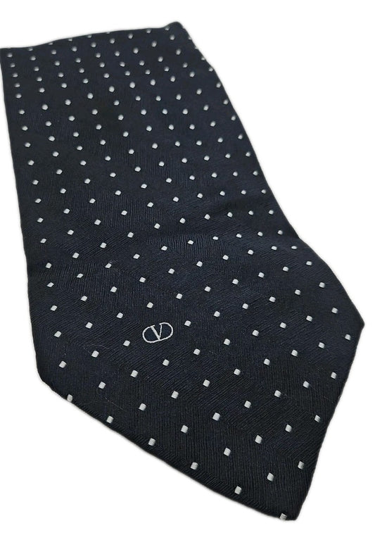 Valentino Black Diamond Pattern Mens Silk Tie Wedding Formal Neck Tie BX11