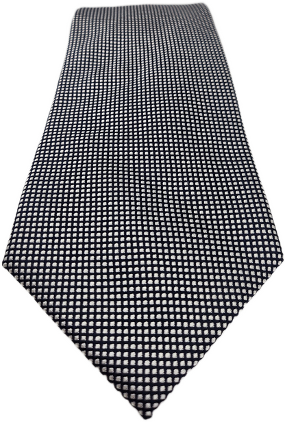 Hawes & Curtis Navy Blue White Micro Check Silk Tie