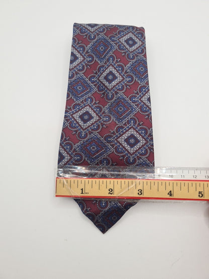 Aquascutum Vintage Pattern Mens Silk Tie Classic Designer Necktie Vintage Mens Tie UK BX12