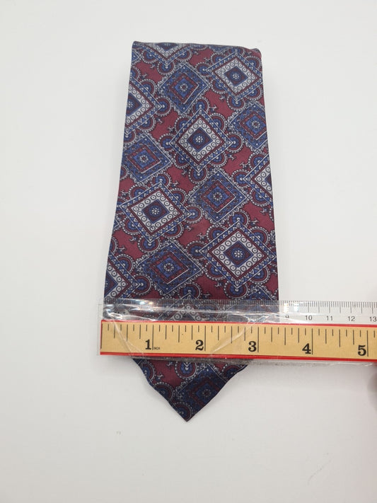 Aquascutum Vintage Pattern Mens Silk Tie Classic Designer Necktie Vintage Mens Tie UK BX12