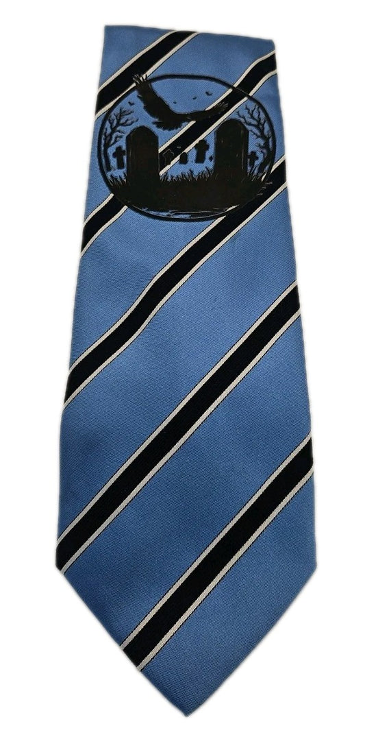 Crow Gothic Graphic Tie | Reworked Vintage Mens Tie UK | Statement Novelty BX13