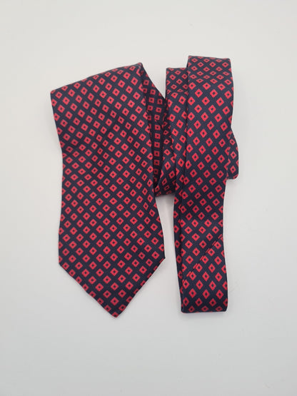 Fumangalli Red Geometric Pattern Red Mens Silk Tie Classic Designer Necktie Geometric Vintage Mens Tie UK BX8