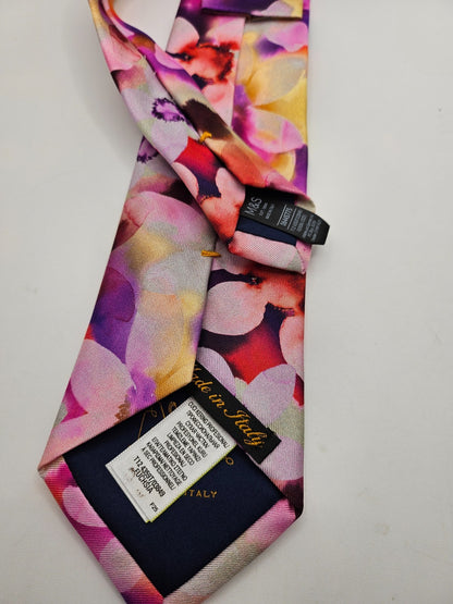 Marks & Spencer Silk Tie Mens Multi Floral Business Vintage Retro Neck Tie BX26