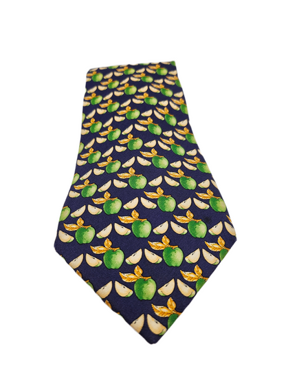 Thomas Pink Blue Green Leaves Acorns Silk Tie