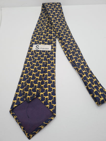 Simpson Horse pattern Blue Mens Silk Tie Classic Designer Necktie Formal Vintage Mens Tie UK BX10