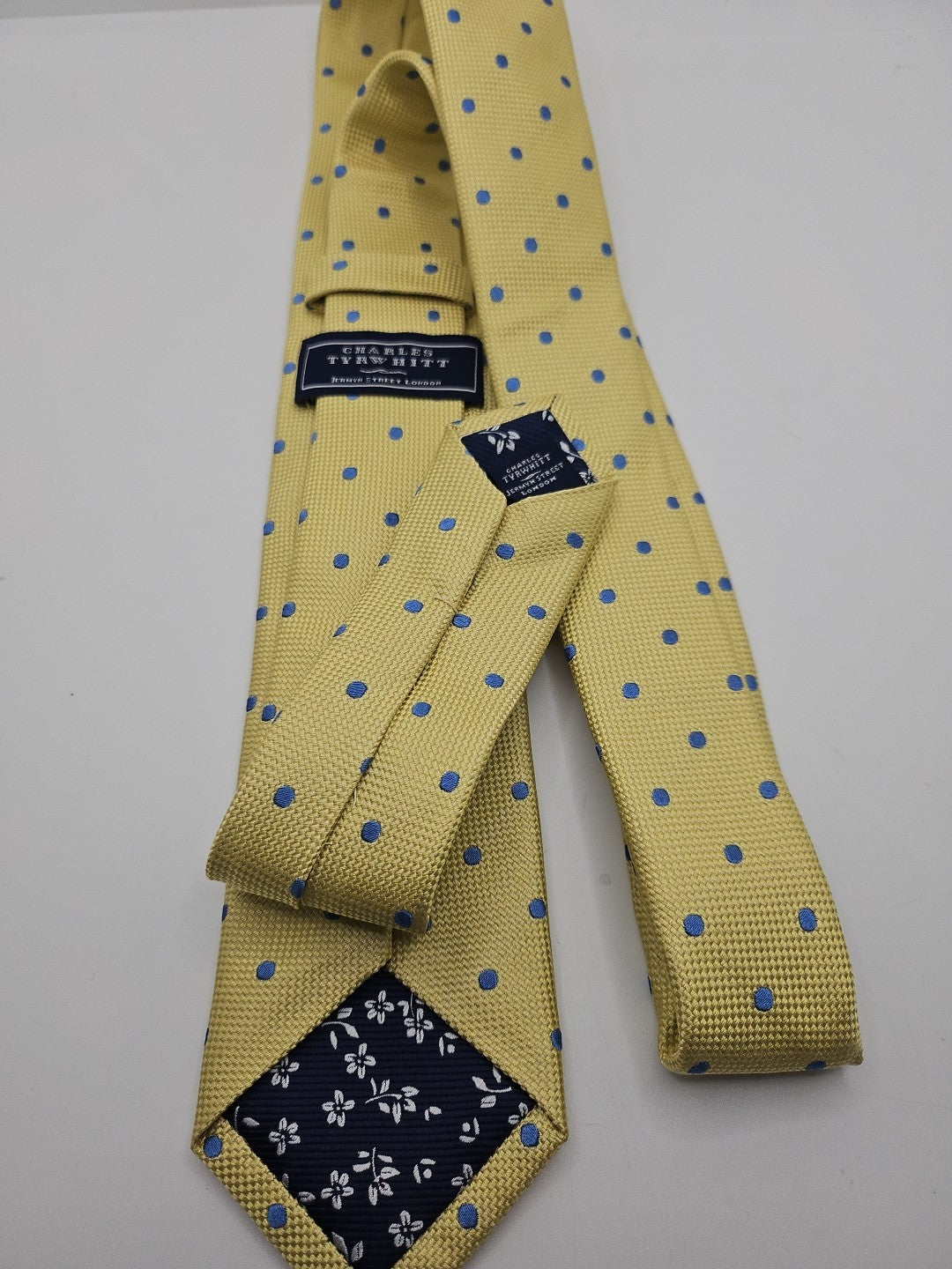 Charles Tyrwhitt Yellow Blue Spotted Mens Silk Tie Wedding Formal Neck Tie BX13