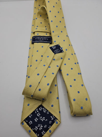 Charles Tyrwhitt Yellow Blue Spotted Mens Silk Tie Wedding Formal Neck Tie BX13