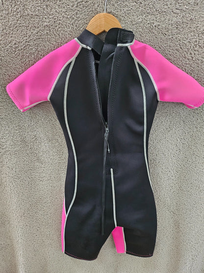 Pink Kids Age 11/12 Yrs  2.5MM Shorty wetsuit Surf Swim Paddle Holiday Kw180