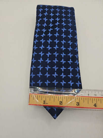 M & S Blue Cross Pattern Mens Silk Tie Wedding Formal Neck Tie BX15