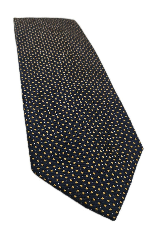 Hugo Boss Blue / Yellow Spotty Mens Silk Tie Wedding Formal Neck Tie BX16