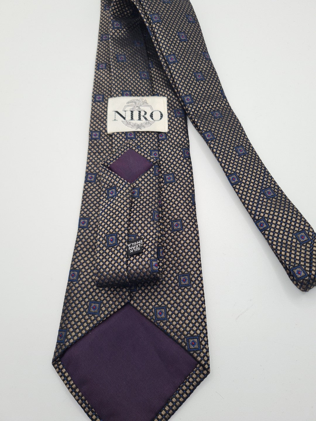Vintage Geometric Made In UK Pattern Mens Silk Tie Classic Designer Necktie Geometric Vintage Mens Tie UK BX6