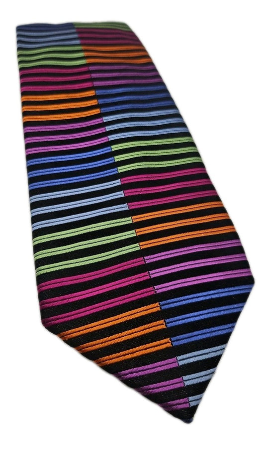 Bright Retro Stripe Pierre Cardin Mens Silk Tie Wedding Formal Neck Tie BX18