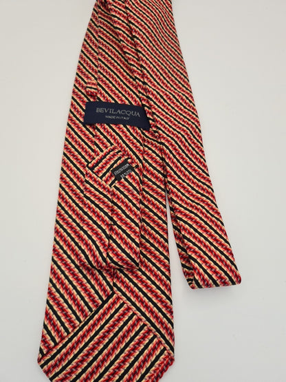 Red Italian Striped Retro Pattern Silk Tie | Designer Mens Tie UK Striped Vintage Mens Tie UK BX14