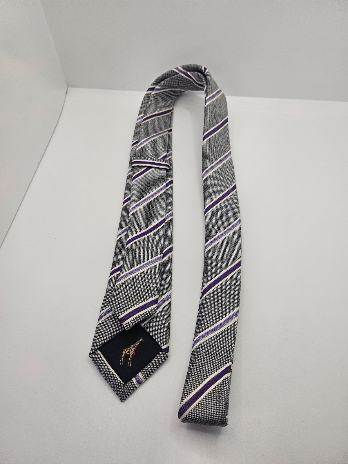 Ted Baker Silk Tie Mens Purple Stripe Textured Knit Vintage Retro Neck Tie BX15