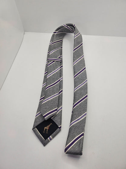 Ted Baker Silk Tie Mens Purple Stripe Textured Knit Vintage Retro Neck Tie BX15