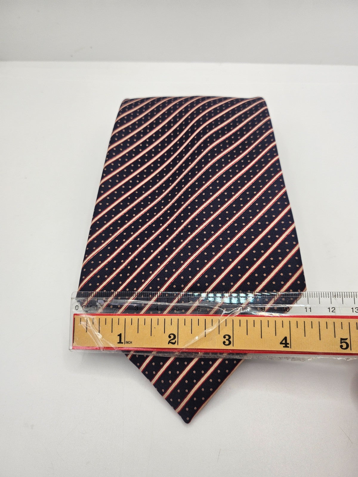 Aquascutum Navy Stripes Dots Silk Tie