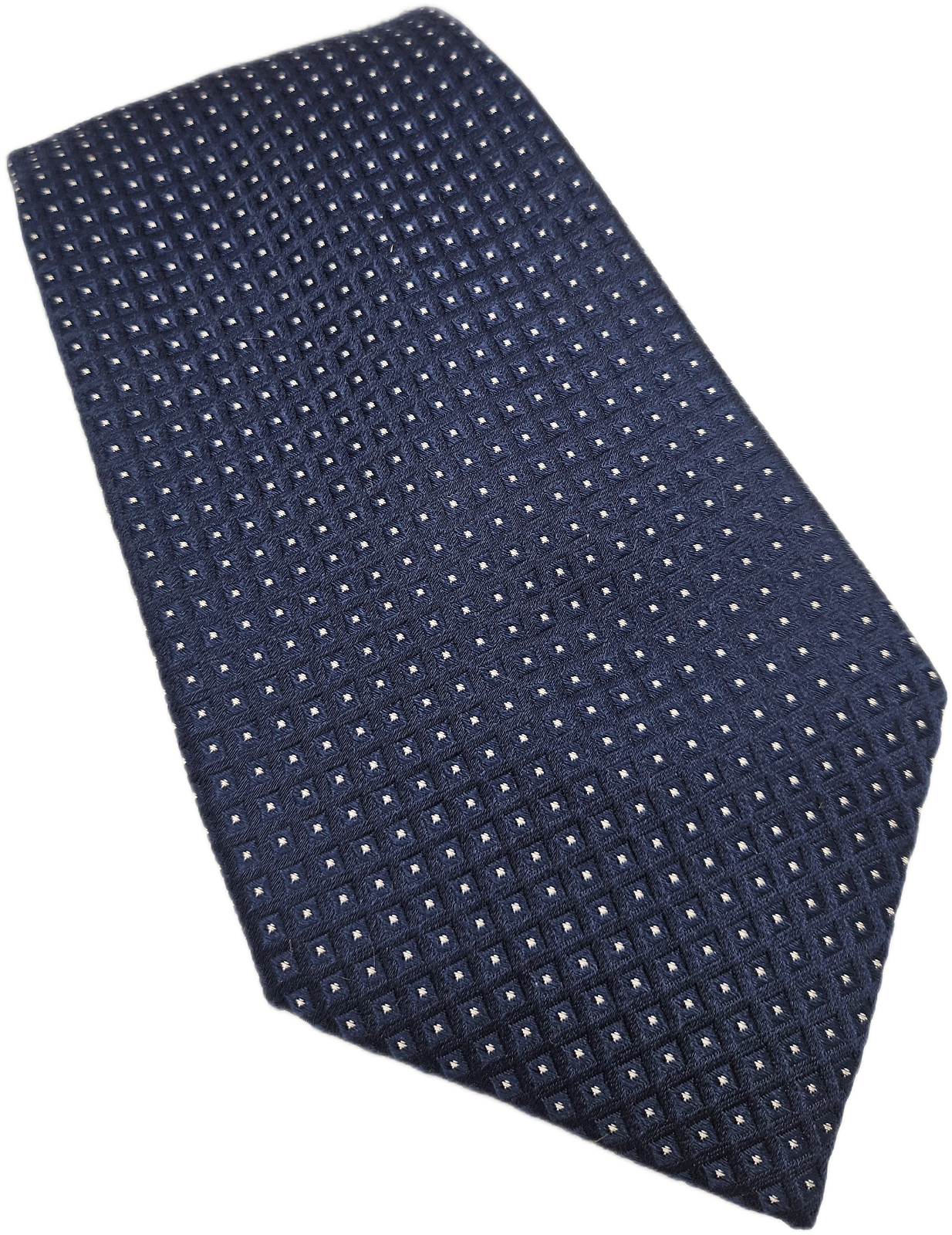Tommy Hilfiger Silk Tie Mens Navy Blue Dotted Designer Vtg Retro Neck Tie BX15