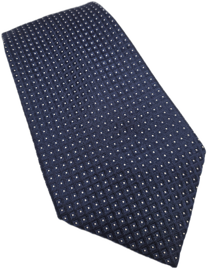 Tommy Hilfiger Silk Tie Mens Navy Blue Dotted Designer Vtg Retro Neck Tie BX15