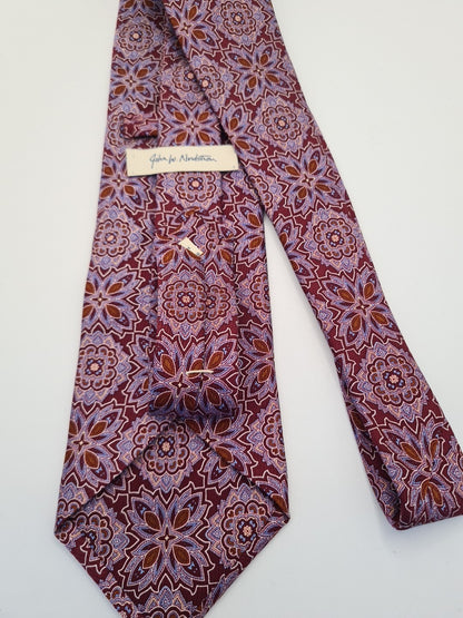 Vintage Maroon / Brown retro Flower Pattern Silk Tie Designer Mens Tie UK Vintage Mens Tie UK BX14