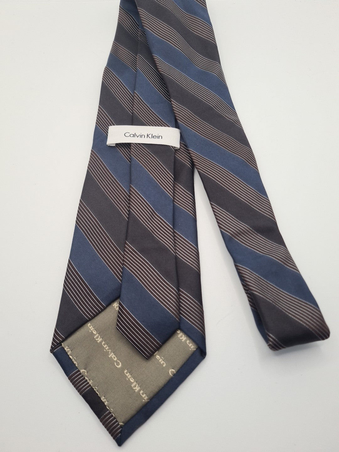 Calvin Klein Vintage Style Stripe Mens Silk Tie Classic Designer Necktie Striped Vintage Mens Tie UK BX12