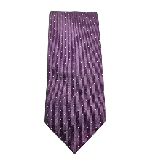 TM Lewin Men's Purple Mini Block Pattern Silk Tie